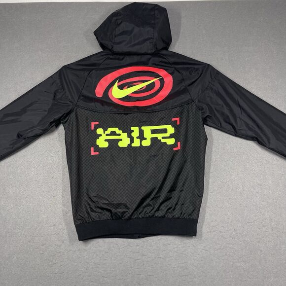 Nike Jacket Mens Small Black Yellow Mesh Catching Air Windrunner Hooded CW4708 - Picture 1 of 12